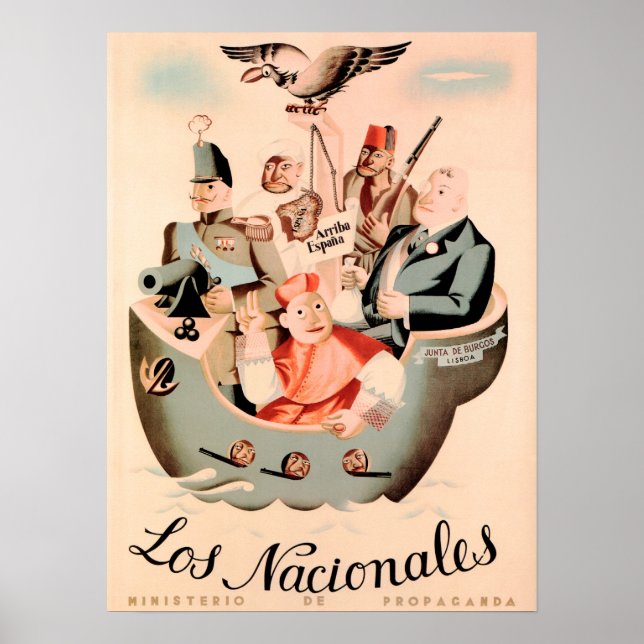 Affiche LOS NACIONALES Espagne Guerre civile Propagande du (Devant)