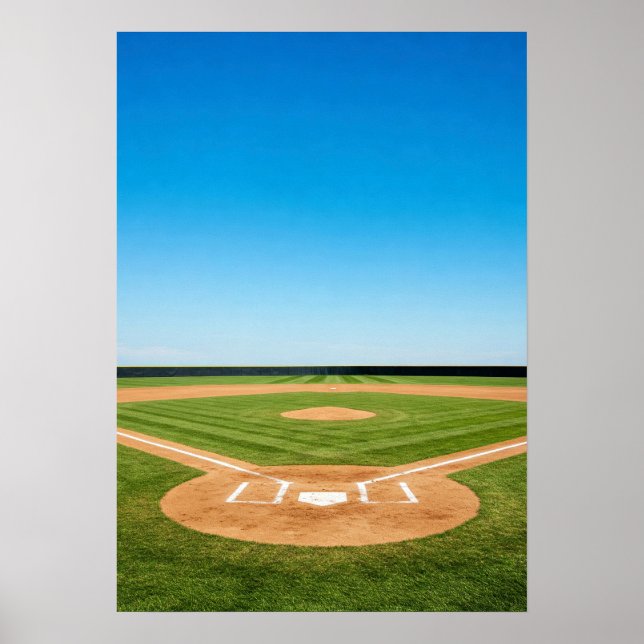 Affiche Losange de Baseball Sous un Ciel Bleu Clair (Devant)