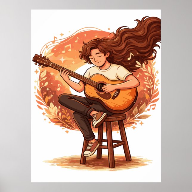Affiche Lost In The Music Cozy Guitar Player Aesthetic Ill (Devant)