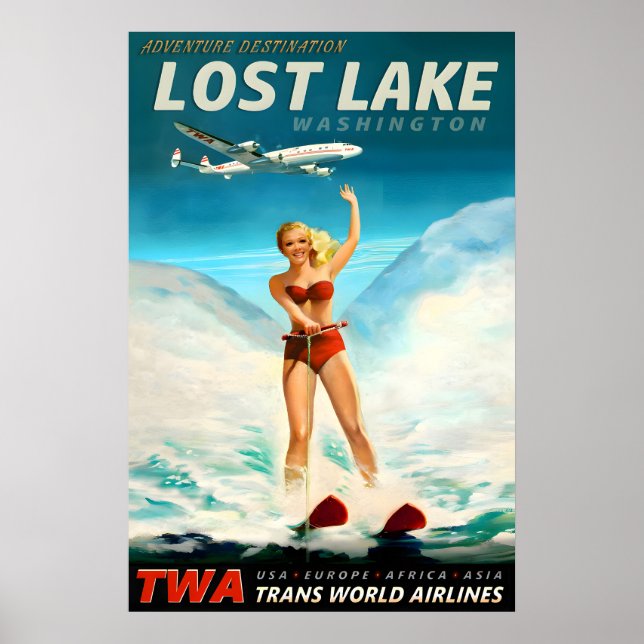 Affiche Lost Lake Washington TWA Trans World Airlines (Devant)