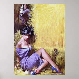 Affiche L'otage de l'amour Magazine Vintage Pulp Art de co