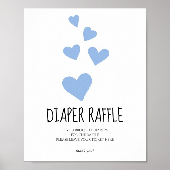 Affiche Loterie de couches Blue Hearts Shower (Devant)