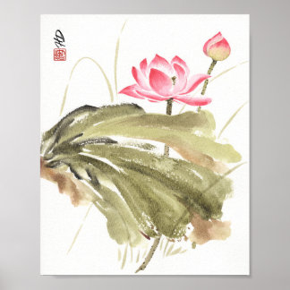 Affiche Lotus après la pluie