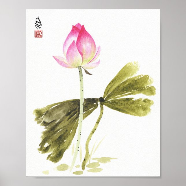 Affiche Lotus dans une réflexion silencieuse (Devant)