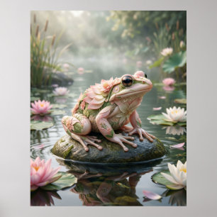 Affiche Lotus Grenouille Étang Zen