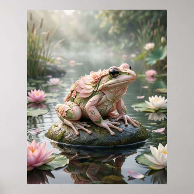 Affiche Lotus Grenouille Étang Zen (Devant)