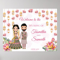 Lotus lanterns Indian wedding personalised welcome