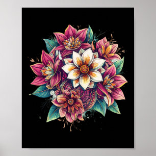 Affiche Lotus Mandala Boho Floral Yoga Méditation Zen