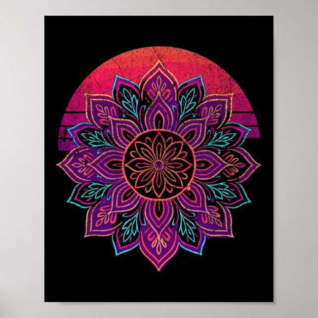 Affiche Lotus Mandala Bouddha Art Zen Succulent Botanique  (Devant)