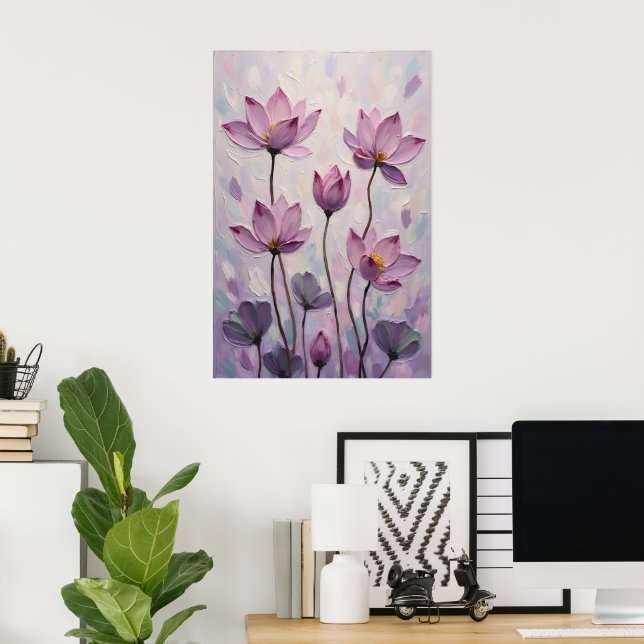 Affiche Lotus – Peinture à l'huile (Bureau à domicile)