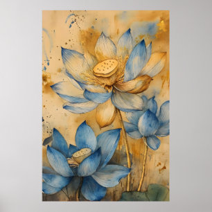 Affiche Lotus sacré (Nelumbo nucifera), une plante aquatiq