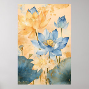 Affiche Lotus sacré (Nelumbo nucifera), une plante aquatiq