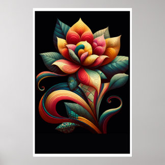 Affiche Lotus Vibrant : Un Design Floral Whimsical