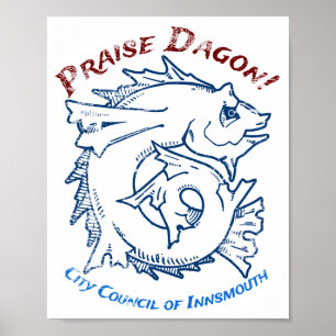 Affiche Louange Dagon Innsmouth Lovecraft Poisson Horreur