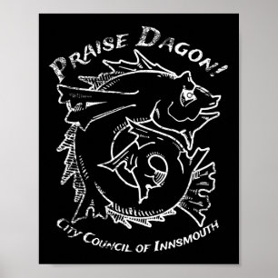 Affiche Louange Dagon Innsmouth Lovecraft Poisson Horreur