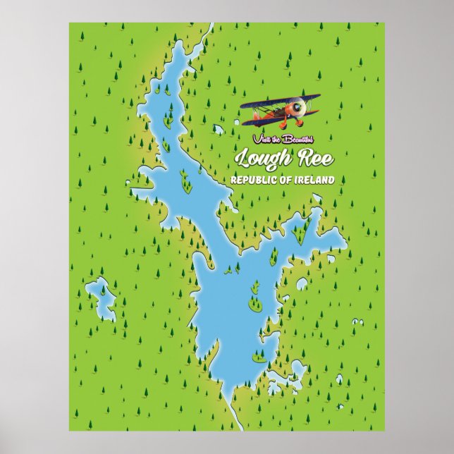 Affiche Lough Ree République d'Irlande Carte, lough irland (Devant)