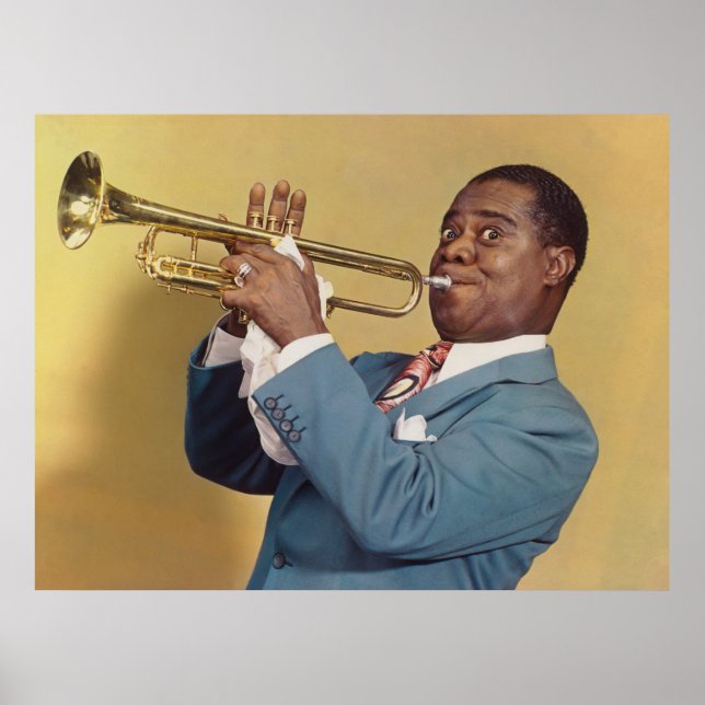 Affiche Louis Armstrong - Portrait de Jazz couleur (Devant)