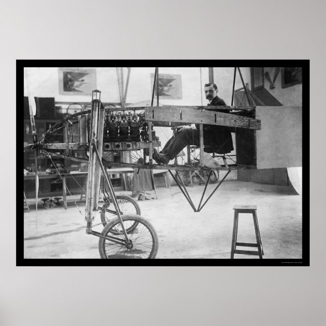 Affiche Louis Bleriot et son 50 Horsepower Monoplane 1912 (Devant)