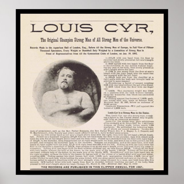 Affiche Louis CYR Homme le plus fort de l'Univers vers 189 (Devant)