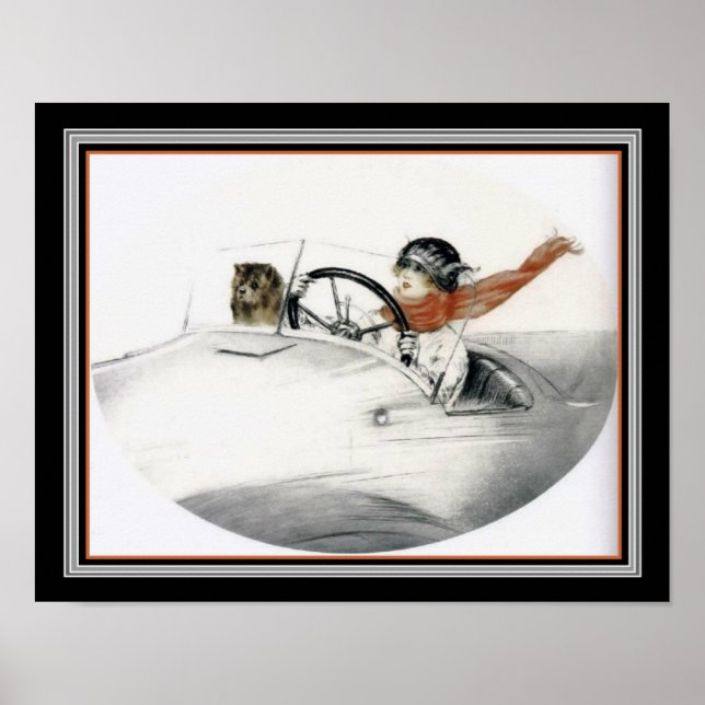 Affiche Louis Icart "Sunday Drive" Art Deco Print (Devant)