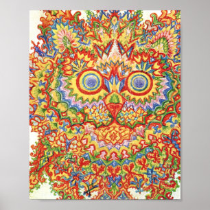 Affiche Louis Wain Psychedelic Chat Coloré