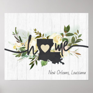 Affiche Louisiane État Personnalisé Votre Ville Maison Rus