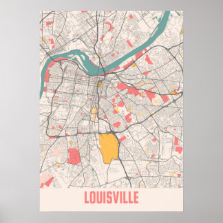 Affiche Louisville - Carte de la ville de Kentucky Chalk