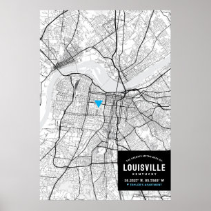 Affiche Louisville City Map + Marquez Votre Emplacement