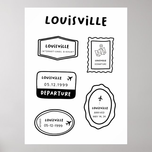 Affiche Louisville - Collection de timbres de voyage | Min (Devant)