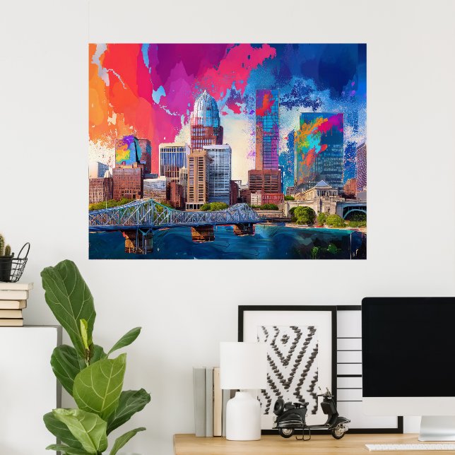 Affiche Louisville Colorful Skyline Abstrait Art (Bureau à domicile)