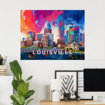 Louisville Colorful Skyline Abstrait Art