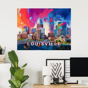 Affiche Louisville Colorful Skyline Abstrait Art