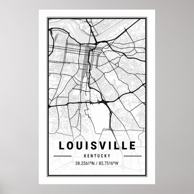 Affiche Louisville Kentucky USA City Travel City Plan (Devant)