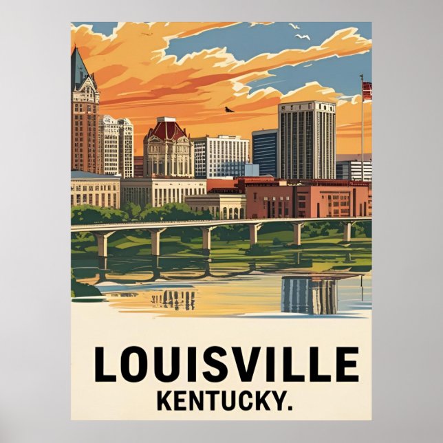 Affiche Louisville Kentucky USA Skyline (Devant)