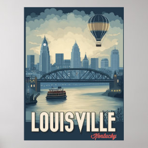 Affiche Louisville, Kentucky - Vues imprenables sur la vil