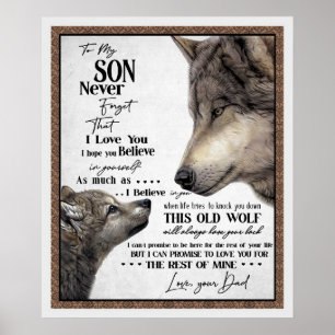 Affiche Loup à mon fils n'oublie jamais d'aimer ton cadeau
