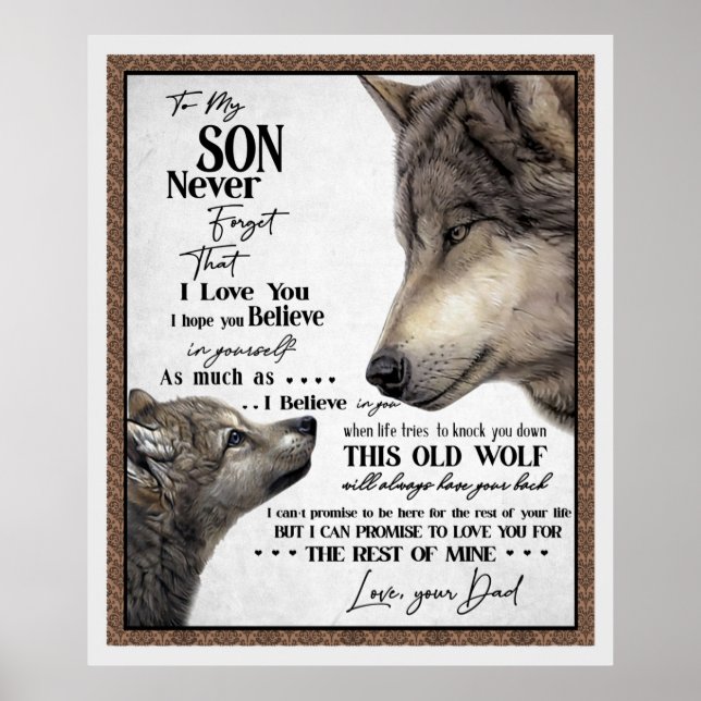 Affiche Loup à mon fils n'oubliez jamais l'amour votre cad (Devant)