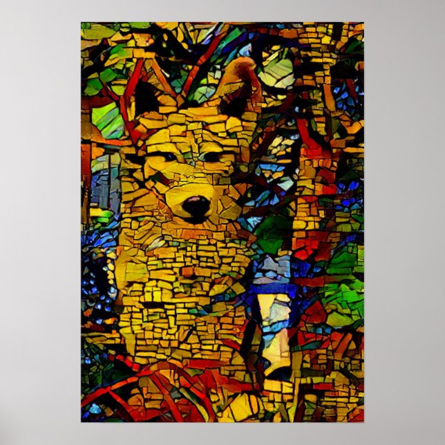 Affiche Loup américain dans A.I. amusant photo amélioré (Devant)