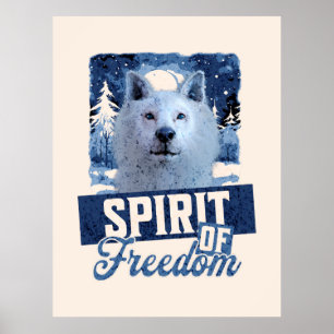 Affiche Loup Arctique Esprit de liberté Création faunique