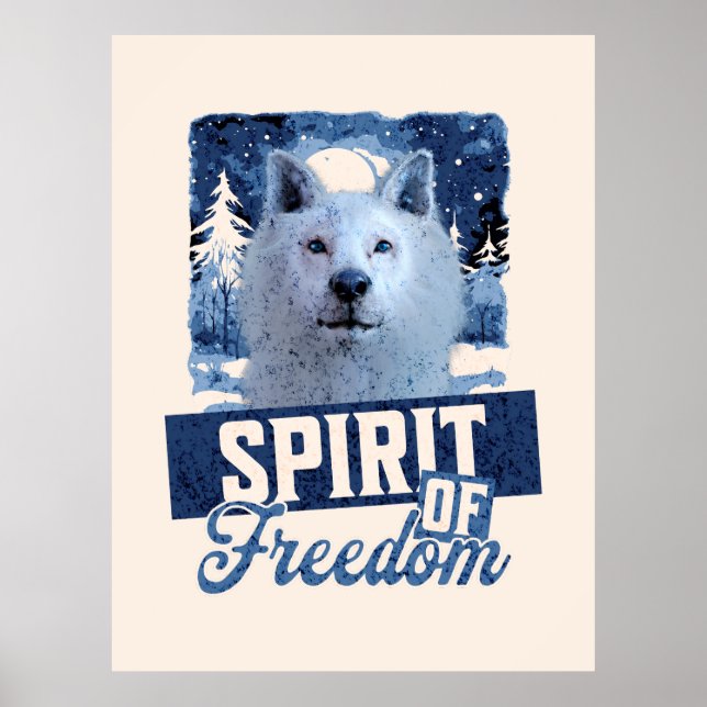 Affiche Loup Arctique Esprit de liberté Création faunique (Devant)