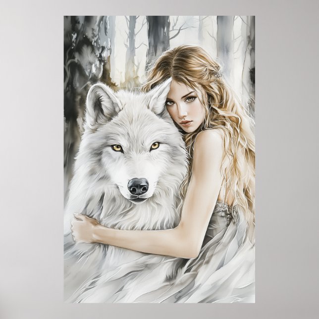Affiche Loup blanc et fille (Devant)