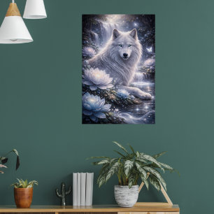 Affiche Loup Blanc Gardien Sous la Lune