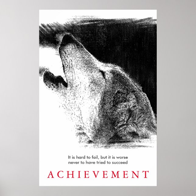 Affiche Loup blanc noir Motivation unique (Devant)