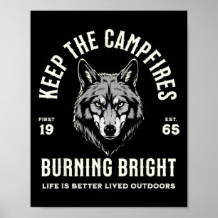 Affiche Loup Camping Randonnée Extérieur Sentier Marche Fe
