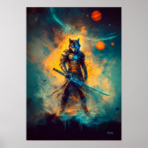 Affiche Loup Céleste Ronin – Gardien de la Lame Cosmique