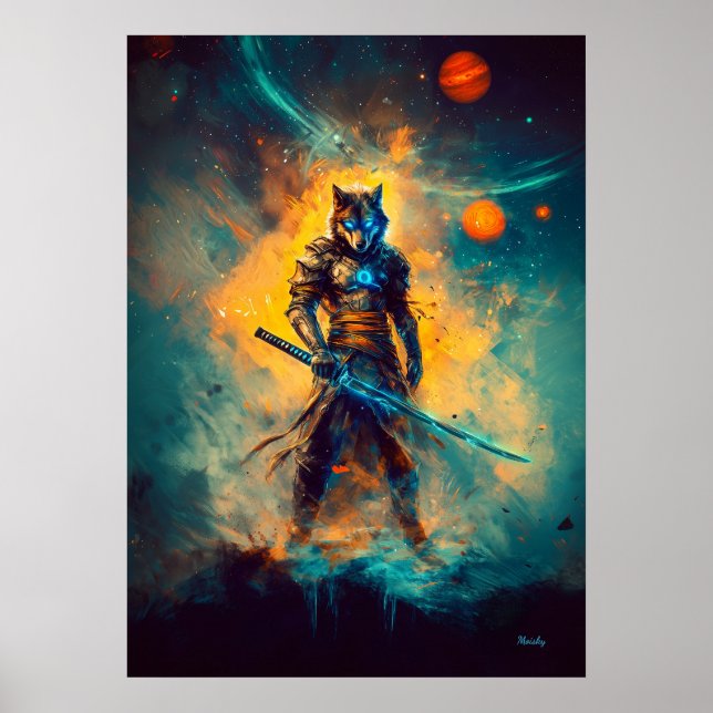 Affiche Loup Céleste Ronin – Gardien de la Lame Cosmique (Devant)