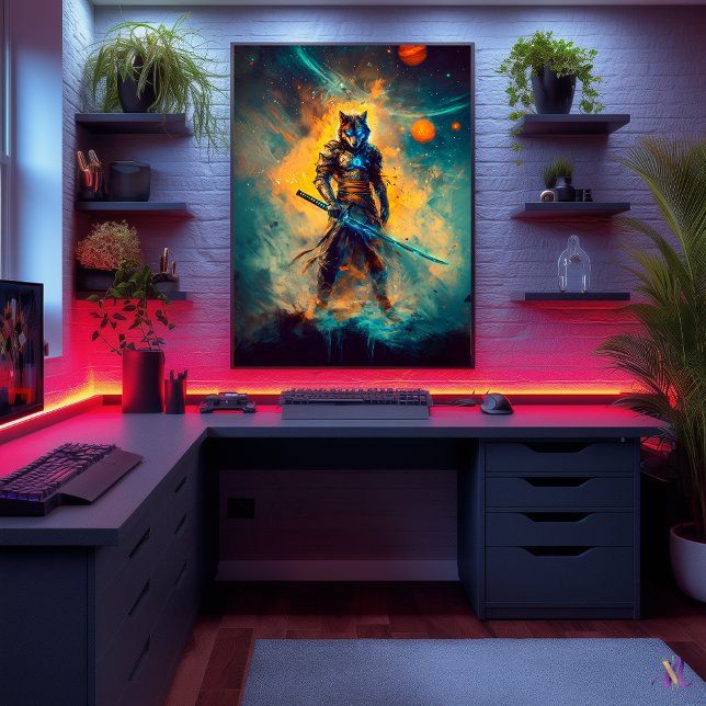 Affiche Loup Céleste Ronin – Gardien de la Lame Cosmique (Créateur téléchargé)
