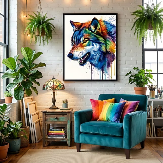 Affiche Loup Coloré  (Créateur téléchargé)
