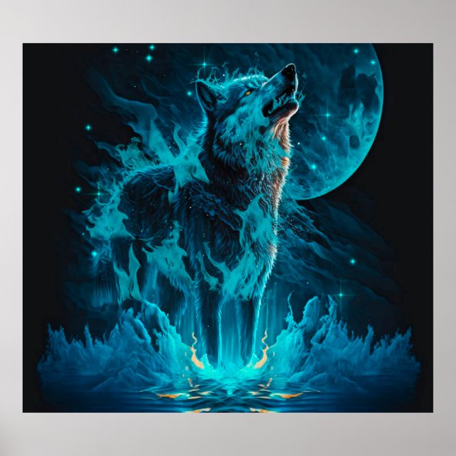 Affiche Loup de feu bleu (Devant)