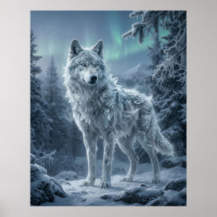 Affiche Loup de Glace Frigides Étendues Boréales Sauvages